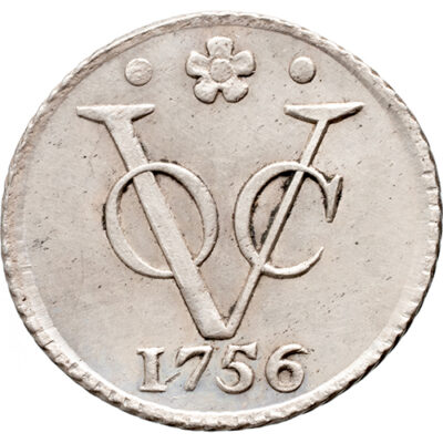 Duit Holland VOC 1756 IN ZILVER
