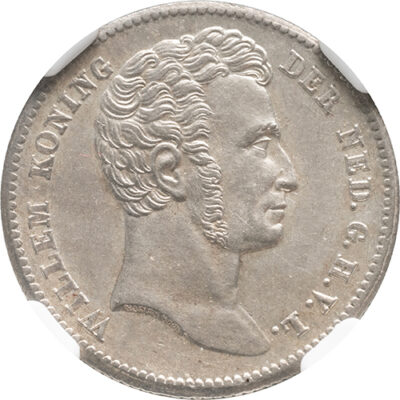 1/2 gulden Nederlands Indië 1834/27 NGC AU 55