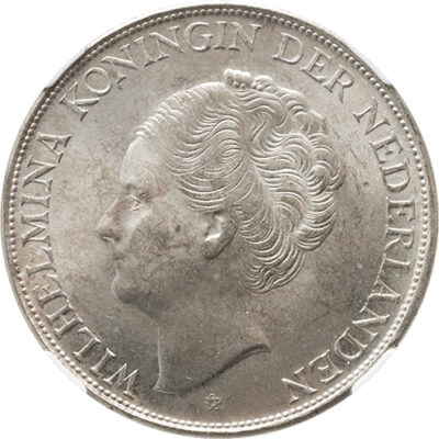 2 1/2 gulden 1944 Wilhelmina Curaçao NGC MS 63