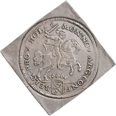 Zilveren rijder of dukaton Amsterdam 1673 PIEDFORT VIERKANT MUNTPLAATJE