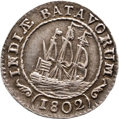1/8 scheepjesgulden Nederlands Indië 1802 Pr+