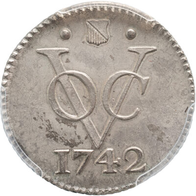 Duit stad Utrecht VOC 1742 IN ZILVER PCGS SP 62