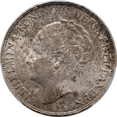 2 1/2 gulden 1937 Wilhelmina PCGS MS 62