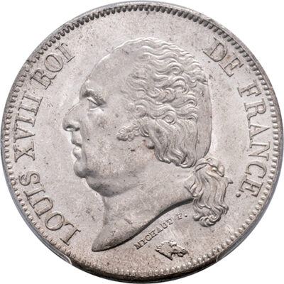 5 francs 1823L Louis XVIII France PCGS MS 62