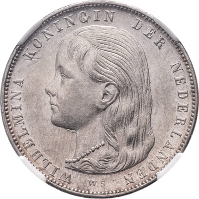 1 gulden 1897 Wilhelmina NGC AU 58