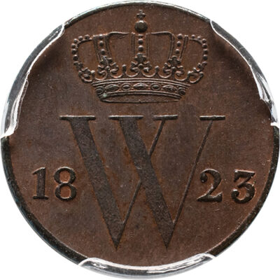 1/2 cent 1823B Willem I PCGS MS63