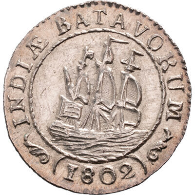 1/8 scheepjesgulden Nederlands Indië 1802 Pr+