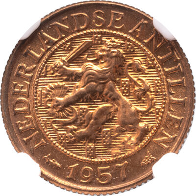 1 cent Nederlandse Antillen 1957 NGC MS 65 RD