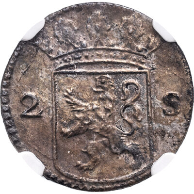 Dubbele wapenstuiver Holland 1724 – Akerendam NGC Shipwreck graded