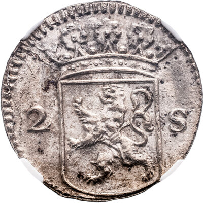 Dubbele wapenstuiver Holland 1724 – Akerendam NGC MS 62