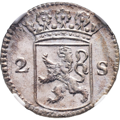 Dubbele wapenstuiver Holland 1724 – Akerendam NGC MS 63