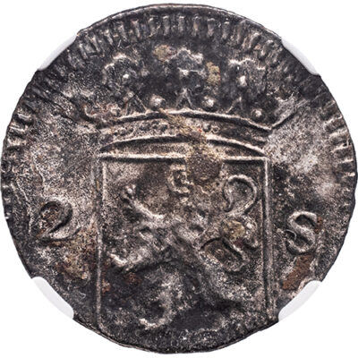 Dubbele wapenstuiver Holland 1724 – Akerendam NGC Shipwreck graded
