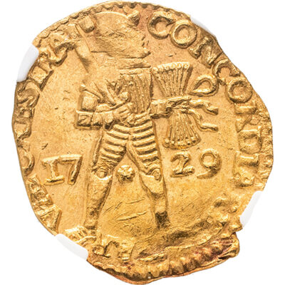 Gold ducat Utrecht 1729 – Vliegent Hert NGC MS 63